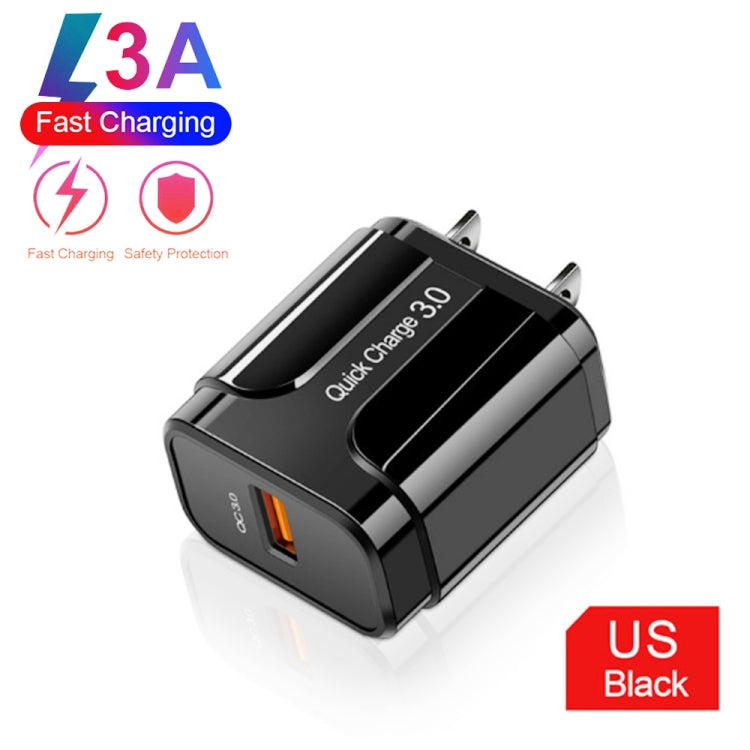 شاحن سريع محمول QC3.0 بقدرة 18 واط بمنفذ USB، قابس الولايات المتحدة، قابس الولايات المتحدة