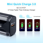 شاحن سريع محمول QC3.0 بقدرة 18 واط بمنفذ USB، قابس الولايات المتحدة، قابس الولايات المتحدة
