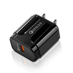 شاحن سريع محمول QC3.0 بقدرة 18 واط بمنفذ USB، قابس الولايات المتحدة، قابس الولايات المتحدة