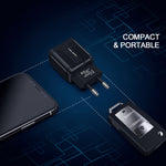 شاحن سريع محمول QC3.0 بقدرة 18 واط بمنفذ USB، قابس الاتحاد الأوروبي، قابس الاتحاد الأوروبي