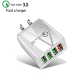 مجموعة شاحن سفر 2 في 1 كابل بيانات USB إلى USB-C / Type-C + شاحن سريع عالمي 30 واط QC 3.0 مع 4 منافذ USB للهواتف المحمولة والأجهزة اللوحية والكمبيوتر، قابس الولايات المتحدة، مجموعة USB-C / Type-C قابس الولايات المتحدة