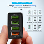 مجموعة شاحن سريع عالمي للسفر 2 في 1، كابل بيانات USB بطول 1 متر إلى 8 دبابيس + شاحن QC 3.0 بقوة 30 واط بأربعة منافذ USB للهواتف المحمولة والأجهزة اللوحية وأجهزة الكمبيوتر، قابس الولايات المتحدة، مجموعة 8 دبابيس قابس الولايات المتحدة