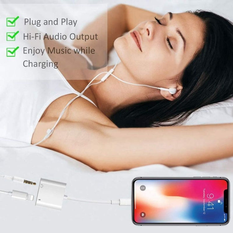 محول سماعة رأس ZS-KL21804 2 في 1 من 8 دبابيس إلى 3.5 مم صوت + شحن 8 دبابيس، مناسب لجميع أنظمة iOS، 8 دبابيس + 3.5 مم
