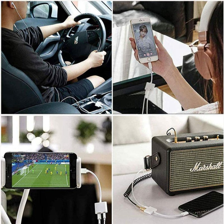محول سماعة رأس ZS-KL21804 2 في 1 من 8 دبابيس إلى 3.5 مم صوت + شحن 8 دبابيس، مناسب لجميع أنظمة iOS، 8 دبابيس + 3.5 مم