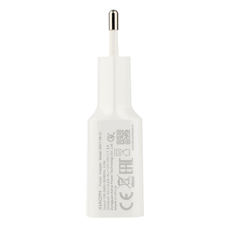 شاحن شحن سريع أصلي شاومي MDY-08-EI 18 واط Type-C / USB-C، قابس الاتحاد الأوروبي، MDY-08-EI
