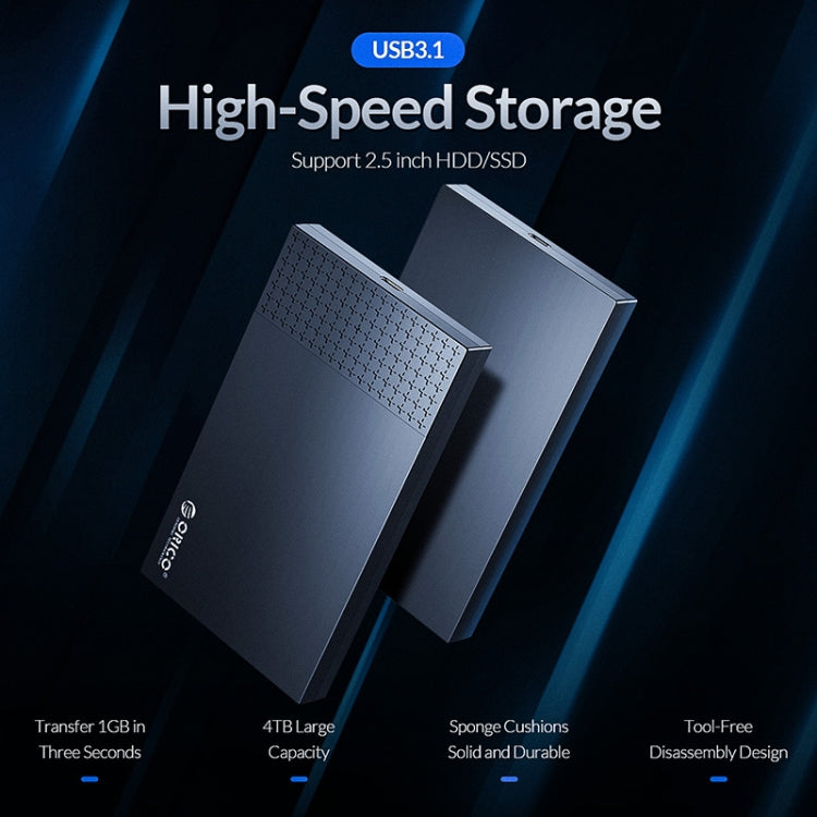 غلاف قرص صلب محمول ORICO 2526C3 بحجم 2.5 بوصة USB-C / Type-C