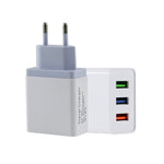 شاحن سفر للهاتف المحمول 2 أمبير مع 3 منافذ USB، قابس الاتحاد الأوروبي