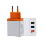 شاحن سفر للهاتف المحمول 2 أمبير مع 3 منافذ USB، قابس الاتحاد الأوروبي