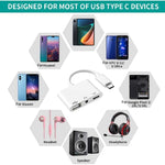 محول USB-C OTG 3 في 1 مع منفذ سماعة رأس 3.5 مم، متوافق مع iPad Pro وهواتف بمنفذ Type-C، 3 في 1