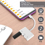 محول USB-C OTG 3 في 1 مع منفذ سماعة رأس 3.5 مم، متوافق مع iPad Pro وهواتف بمنفذ Type-C، 3 في 1