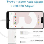 محول USB-C OTG 3 في 1 مع منفذ سماعة رأس 3.5 مم، متوافق مع iPad Pro وهواتف بمنفذ Type-C، 3 في 1