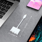 محول USB-C OTG 3 في 1 مع منفذ سماعة رأس 3.5 مم، متوافق مع iPad Pro وهواتف بمنفذ Type-C، 3 في 1