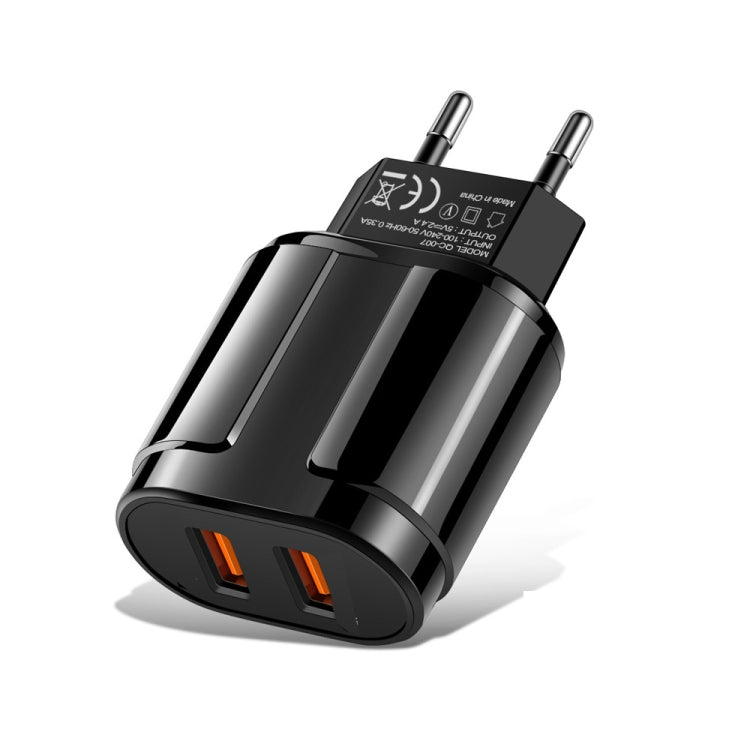 رأس شاحن سفر محمول مزدوج USB لهواتف المحمول والأجهزة اللوحية، قابس الاتحاد الأوروبي، قابس الاتحاد الأوروبي