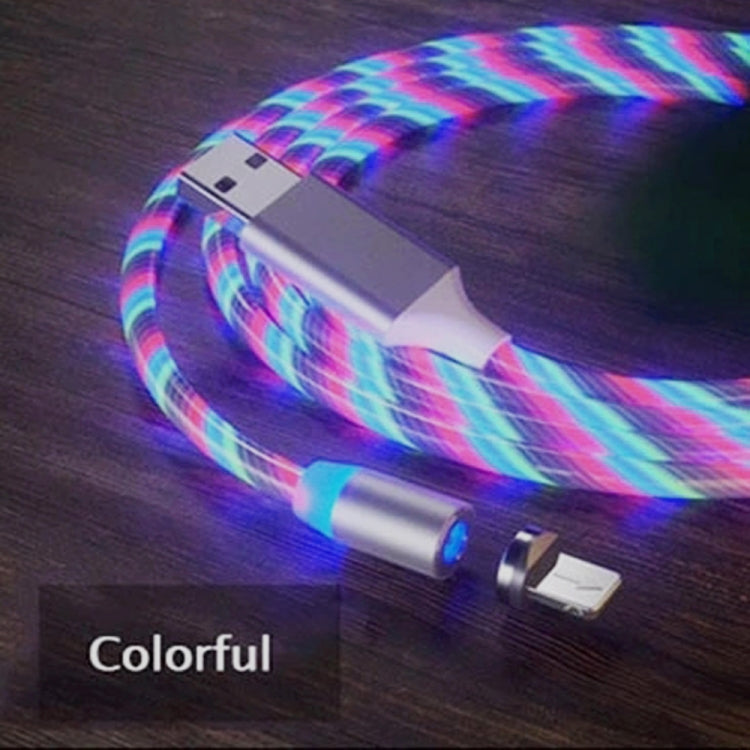 كابل شحن مغناطيسي USB إلى 8 دبابيس مع أضواء ملونة، الطول: 1m