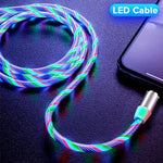 كابل شحن مغناطيسي USB إلى 8 دبابيس مع أضواء ملونة، الطول: 1m