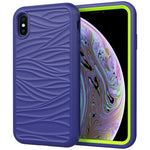 For iPhone XR Wave Pattern 3 in 1 Silicone+PC Shockproof Protective Case