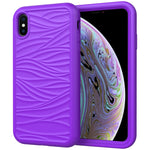 For iPhone XR Wave Pattern 3 in 1 Silicone+PC Shockproof Protective Case