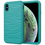 For iPhone XS Max Wave Pattern 3 in 1 Silicone+PC Shockproof Protective Case