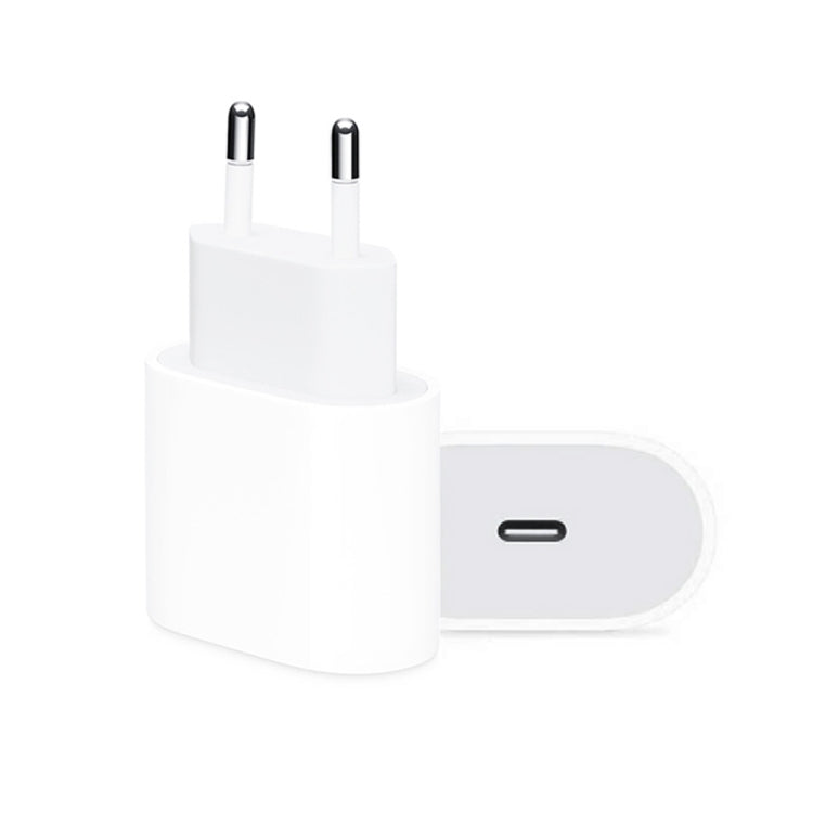 شاحن سفر بواجهة USB-C / Type-C منفردة بقوة 20 واط، قابس الاتحاد الأوروبي، 20 واط فعلي