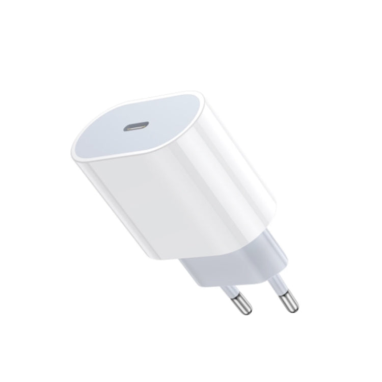 شاحن سفر بواجهة USB-C / Type-C منفردة بقوة 20 واط، قابس الاتحاد الأوروبي، 20 واط فعلي