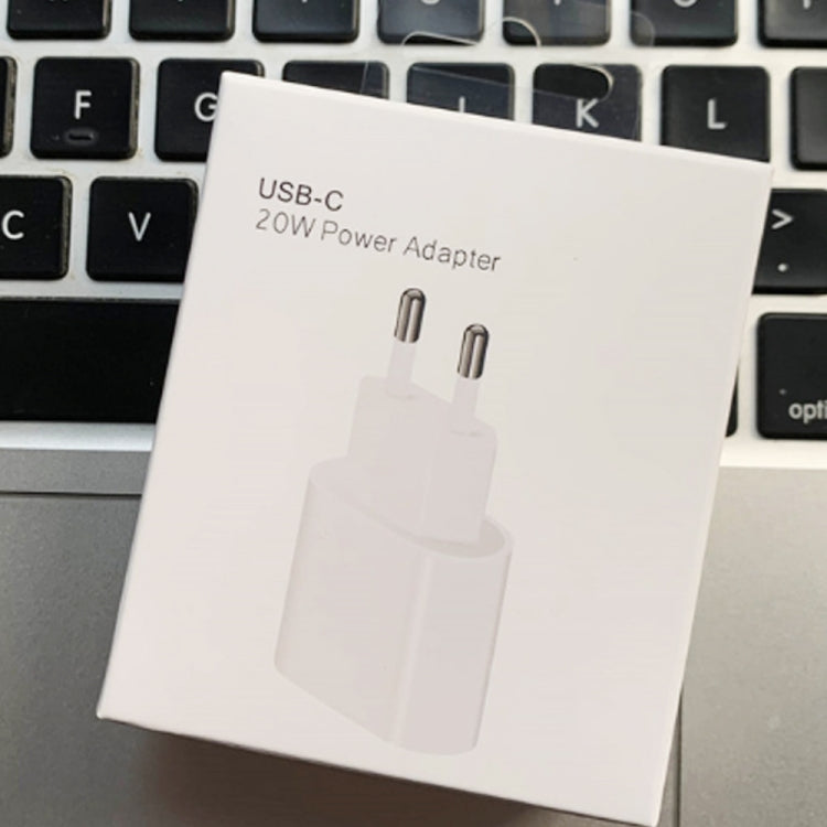 شاحن سفر بواجهة USB-C / Type-C منفردة بقوة 20 واط، قابس الاتحاد الأوروبي، 20 واط فعلي