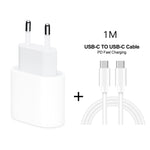 شاحن سفر 2 في 1 بواجهة USB-C / Type-C منفردة بقوة 20 واط + مجموعة كابل بيانات شحن سريع 3A PD3.0 USB-C / Type-C إلى USB-C / Type-C، طول الكابل: 1 متر، قابس الاتحاد الأوروبي، 20 واط 1 متر