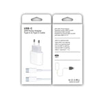 شاحن سفر 2 في 1 بواجهة USB-C / Type-C منفردة بقوة 20 واط + مجموعة كابل بيانات شحن سريع 3A PD3.0 USB-C / Type-C إلى USB-C / Type-C، طول الكابل: 1 متر، قابس الاتحاد الأوروبي، 20 واط 1 متر