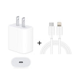 شاحن سفر 2 في 1 بواجهة USB-C / Type-C منفردة بقوة 20 واط + مجموعة كابل بيانات شحن سريع 3A PD3.0 USB-C / Type-C إلى 8 دبابيس، طول الكابل: 1 متر، قابس الولايات المتحدة، 20 واط 1 متر