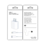 شاحن سفر 2 في 1 بواجهة USB-C / Type-C منفردة بقوة 20 واط + مجموعة كابل بيانات شحن سريع 3A PD3.0 USB-C / Type-C إلى 8 دبابيس، طول الكابل: 1 متر، قابس الولايات المتحدة، 20 واط 1 متر