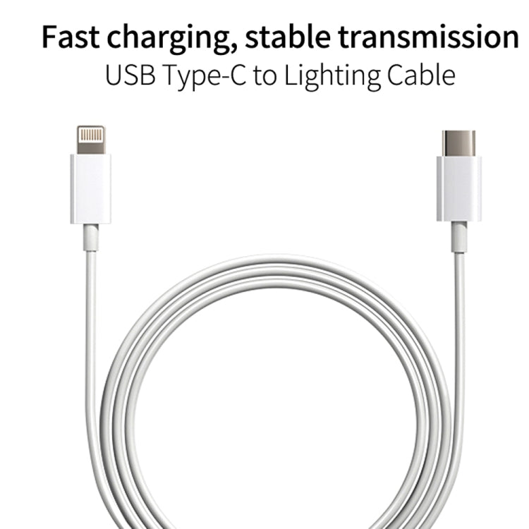 شاحن سفر 2 في 1 بواجهة USB-C / Type-C منفردة بقوة 20 واط + مجموعة كابل بيانات شحن سريع 3A PD3.0 USB-C / Type-C إلى 8 دبابيس، طول الكابل: 1 متر، قابس الولايات المتحدة، 20 واط 1 متر