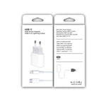 شاحن سفر 2 في 1 بواجهة USB-C / Type-C منفردة بقوة 20 واط + مجموعة كابل بيانات شحن سريع 3A PD3.0 USB-C / Type-C إلى 8 دبابيس، طول الكابل: 2 متر، قابس الاتحاد الأوروبي، 20 واط 2 متر