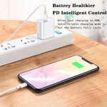 شاحن سفر 2 في 1 بواجهة USB-C / Type-C منفردة بقوة 20 واط + مجموعة كابل بيانات شحن سريع 3A PD3.0 USB-C / Type-C إلى 8 دبابيس، طول الكابل: 2 متر، قابس الاتحاد الأوروبي، 20 واط 2 متر