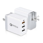 شاحن سريع عالمي SDC-30W بقوة 30 واط مع منفذ USB QC 3.0 + منفذي USB 2.0 بتيار 2.4 أمبير للهواتف المحمولة والأجهزة اللوحية وأجهزة الكمبيوتر، قابس الولايات المتحدة