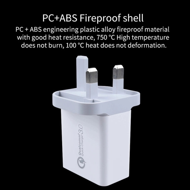 شاحن سريع عالمي SDC-30W بقوة 30 واط مع منفذ USB QC 3.0 + منفذي USB 2.0 بتيار 2.4 أمبير للهواتف المحمولة والأجهزة اللوحية وأجهزة الكمبيوتر، قابس المملكة المتحدة
