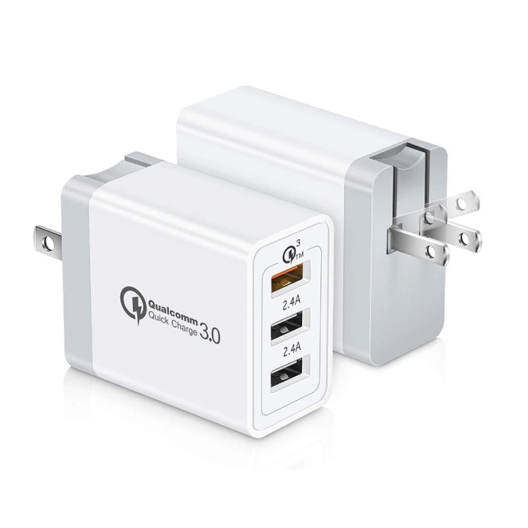 كابل بيانات 2 في 1 USB إلى Micro USB + شاحن سريع عالمي 30 واط QC 3.0 USB + منفذي USB 2.0 بتيار 2.4 أمبير لهواتف المحمول والأجهزة اللوحية وأجهزة الكمبيوتر، مجموعة شاحن سفر، قابس أمريكي، مع كابل Micro USB، قابس أمريكي