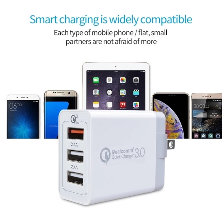 كابل بيانات 2 في 1 USB إلى Micro USB + شاحن سريع عالمي 30 واط QC 3.0 USB + منفذي USB 2.0 بتيار 2.4 أمبير لهواتف المحمول والأجهزة اللوحية وأجهزة الكمبيوتر، مجموعة شاحن سفر، قابس أمريكي، مع كابل Micro USB، قابس أمريكي