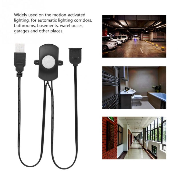 مفتاح حساس حركة PIR بالأشعة تحت الحمراء لجسم الإنسان USB DC 5V/12V/24V لشريط إضاءة LED، أسود، أبيض