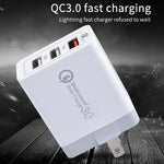 كابل بيانات 2 في 1 USB إلى USB-C / Type-C + شاحن سريع عالمي 30 واط QC 3.0 USB + منفذي USB 2.0 بتيار 2.4 أمبير لهواتف المحمول والأجهزة اللوحية وأجهزة الكمبيوتر، مجموعة شاحن سفر، قابس أمريكي، مع كابل USB-C / Type-C، قابس أمريكي