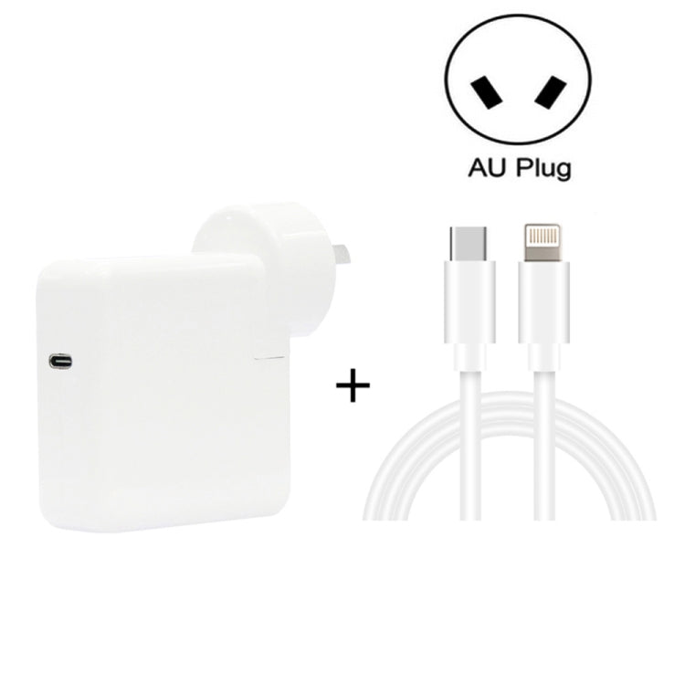 مجموعة شاحن سفر PD3.0 30 واط USB-C / Type-C مع قدم قابلة للفصل + كابل بيانات شحن سريع PD3.0 3 أمبير USB-C / Type-C إلى 8 Pin، طول الكابل: 1 متر، قابس AU، 1 متر