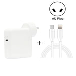 مجموعة شاحن سفر PD3.0 30 واط USB-C / Type-C مع قدم قابلة للفصل + كابل بيانات شحن سريع PD3.0 3 أمبير USB-C / Type-C إلى 8 Pin، طول الكابل: 1 متر، قابس AU، 1 متر