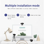 كاميرا ويب C5 بدقة 4 مليون بكسل مع تركيز تلقائي، 2K كامل الدقة، دوران 360 درجة، USB بدون حاجة لتعريف، بث مباشر مع ميكروفون، C5