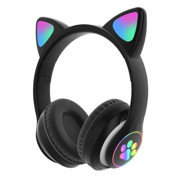 سماعات رأس TN-28 بلوتوث 5.0 بمقبس 3.5 مم اتصال مزدوج RGB بأذن قطة وباس ستيريو مع إلغاء الضوضاء تدعم بطاقة TF مع ميكروفون