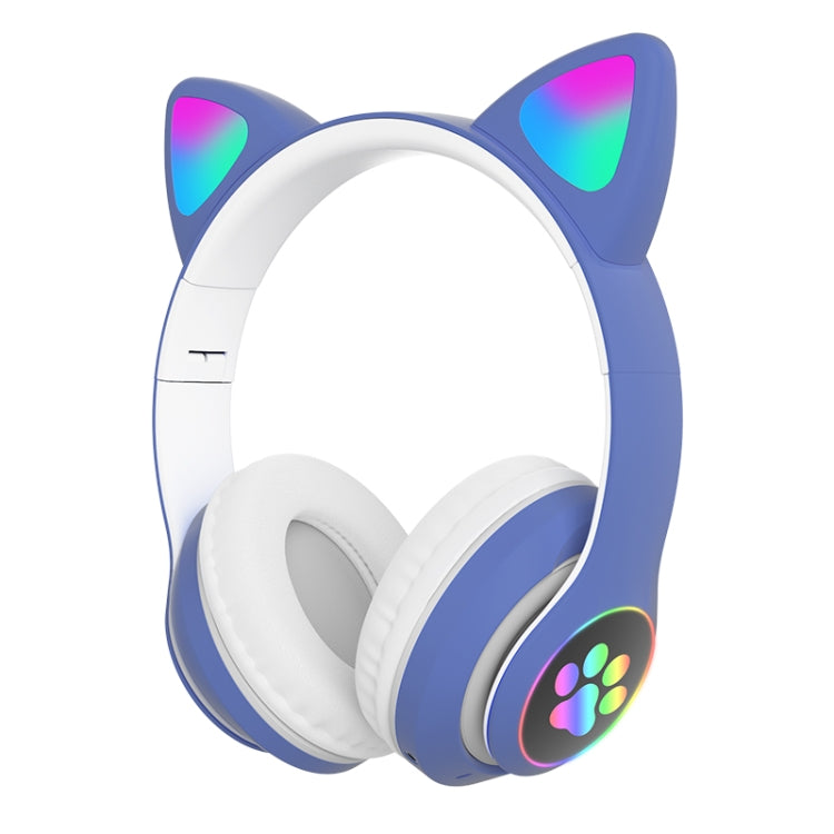 سماعات رأس TN-28 بلوتوث 5.0 بمقبس 3.5 مم اتصال مزدوج RGB بأذن قطة وباس ستيريو مع إلغاء الضوضاء تدعم بطاقة TF مع ميكروفون