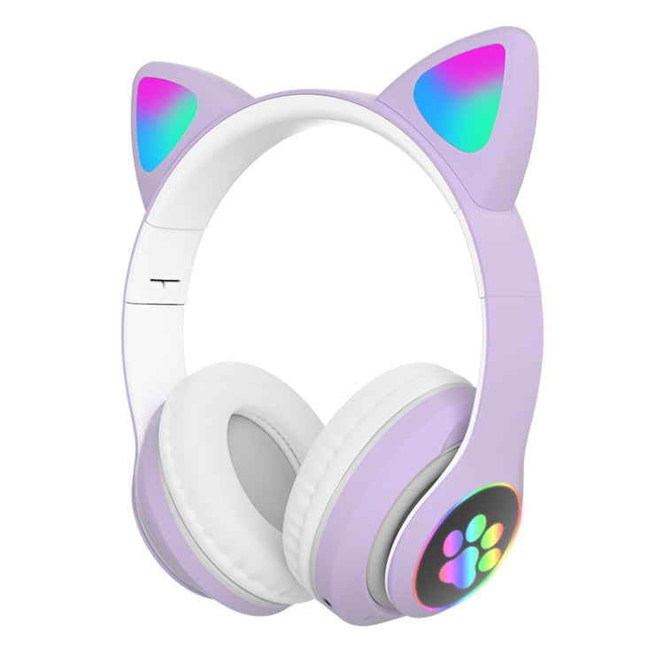 سماعات رأس TN-28 بلوتوث 5.0 بمقبس 3.5 مم اتصال مزدوج RGB بأذن قطة وباس ستيريو مع إلغاء الضوضاء تدعم بطاقة TF مع ميكروفون