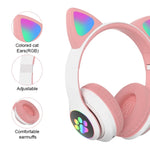 سماعات رأس TN-28 بلوتوث 5.0 بمقبس 3.5 مم اتصال مزدوج RGB بأذن قطة وباس ستيريو مع إلغاء الضوضاء تدعم بطاقة TF مع ميكروفون