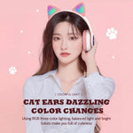 سماعات رأس TN-28 بلوتوث 5.0 بمقبس 3.5 مم اتصال مزدوج RGB بأذن قطة وباس ستيريو مع إلغاء الضوضاء تدعم بطاقة TF مع ميكروفون