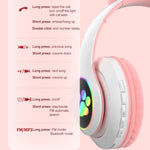 سماعات رأس TN-28 بلوتوث 5.0 بمقبس 3.5 مم اتصال مزدوج RGB بأذن قطة وباس ستيريو مع إلغاء الضوضاء تدعم بطاقة TF مع ميكروفون
