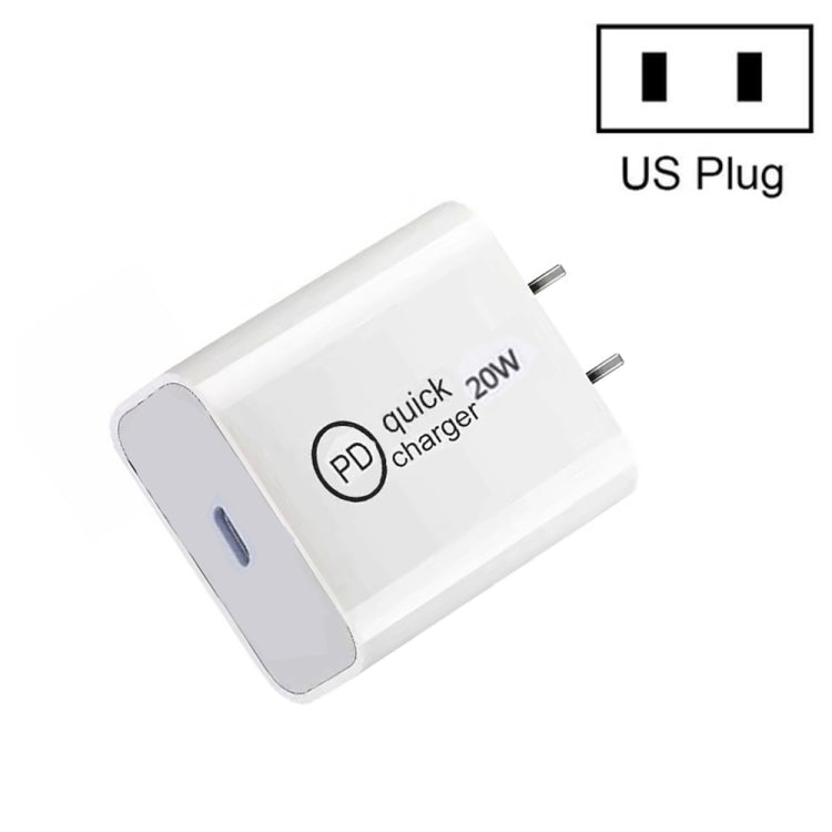 شاحن سفر SDC-20W PD بقدرة 20 واط بمنفذ USB-C / Type-C واحد، قابس الاتحاد الأوروبي، قابس الولايات المتحدة، قابس المملكة المتحدة