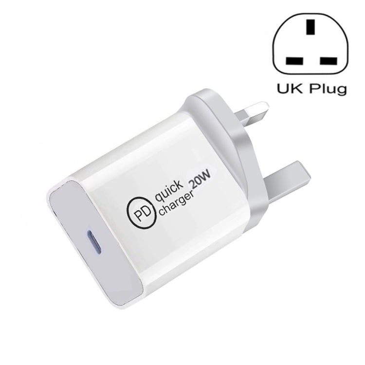 شاحن سفر SDC-20W PD بقدرة 20 واط بمنفذ USB-C / Type-C واحد، قابس الاتحاد الأوروبي، قابس الولايات المتحدة، قابس المملكة المتحدة