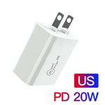 شاحن سفر 2 في 1 SDC-20W PD بقدرة 20 واط USB-C / Type-C + كابل بيانات شحن سريع PD 3.0 3A USB-C / Type-C إلى USB-C / Type-C بطول 1 متر، قابس الولايات المتحدة، قابس الاتحاد الأوروبي، قابس المملكة المتحدة